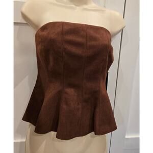 NWT Moa Moa Faux Suede Strapless Top